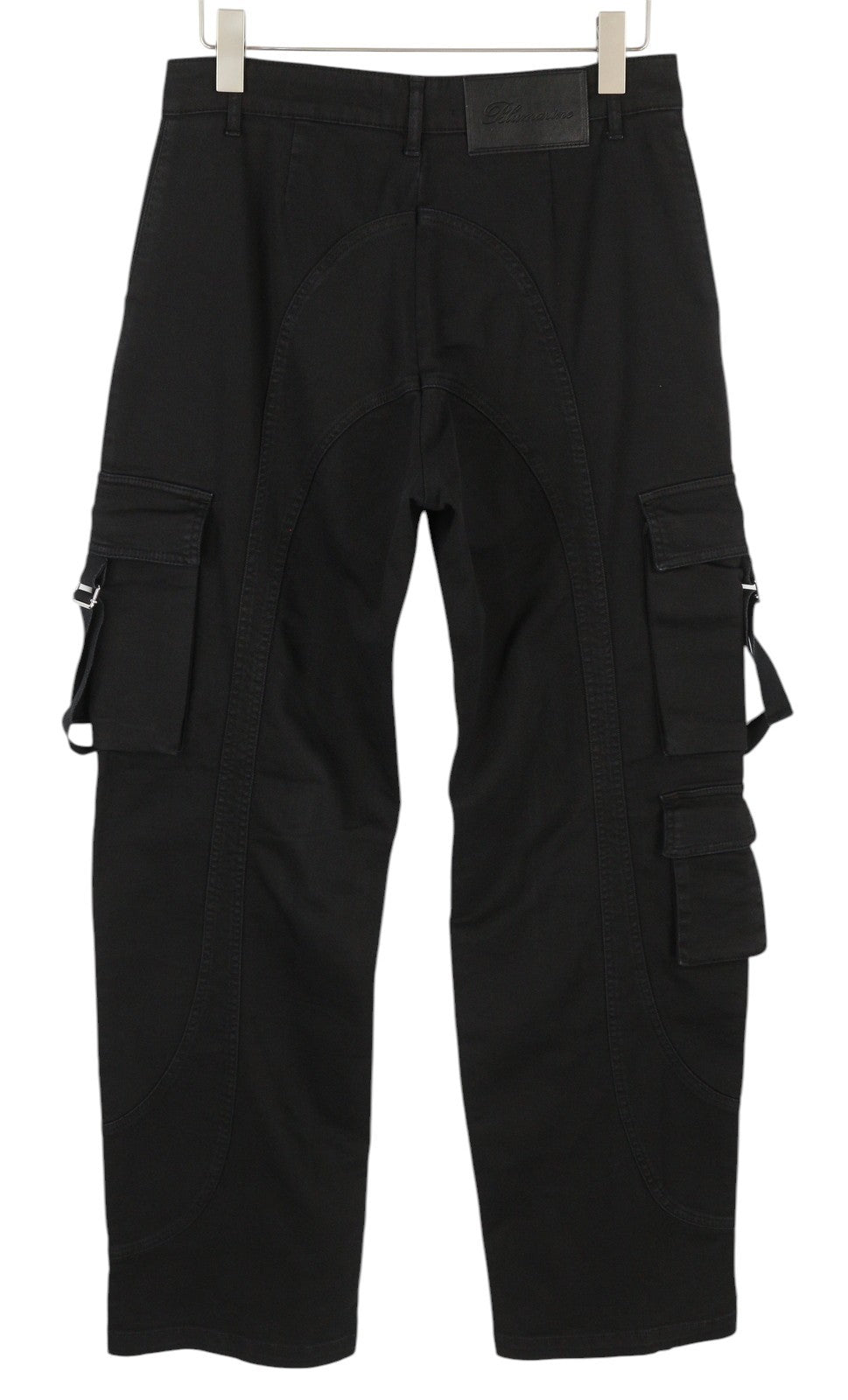 BLUMARINE J. Cargo moteriškos kelnės, 38 colių, juodos, su užlopytomis kišenėmis, laisvo kirpimo diržas, RRP427 