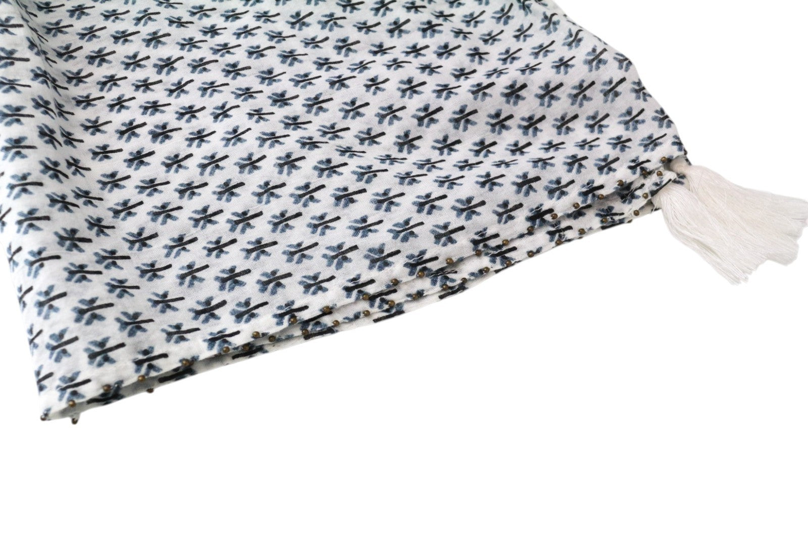 SCOTCH &amp; SODA moteriškas šalikas OS baltai mėlynas grynos medvilnės raštuotas lengvas 