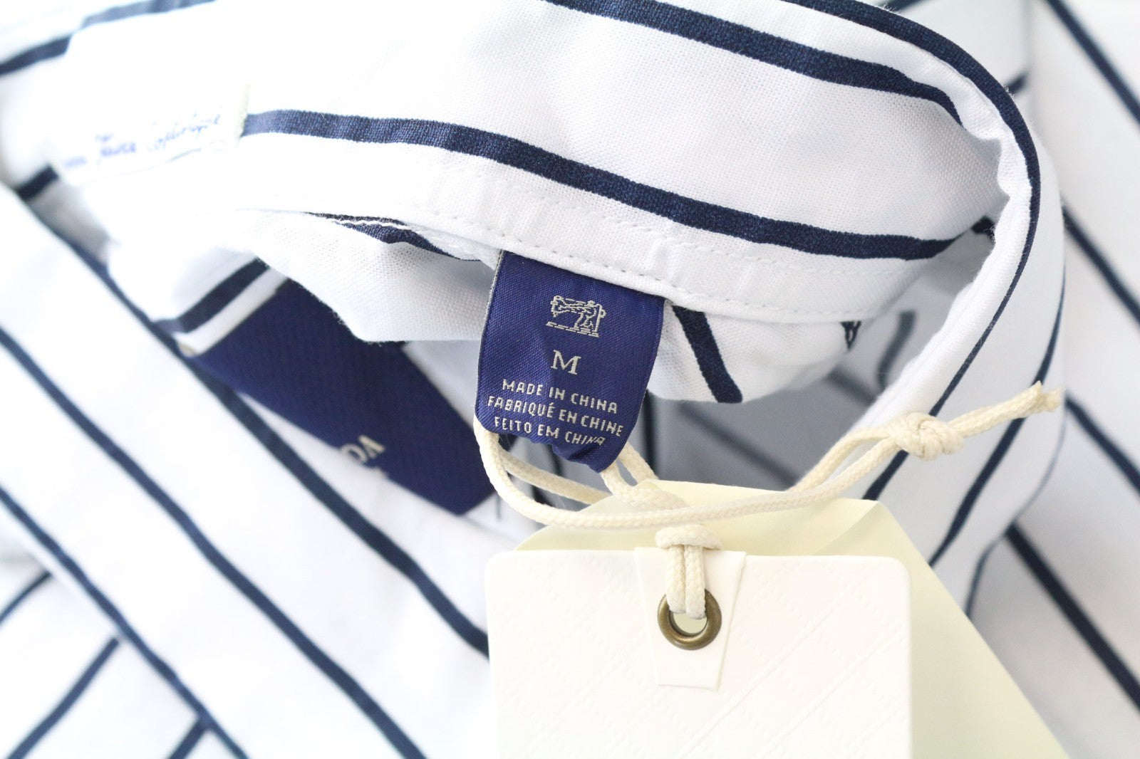 SCOTCH &amp; SODA Ams Couture vyriški marškinėliai M, balti, dryžuoti, ilgi, grynos medvilnės 