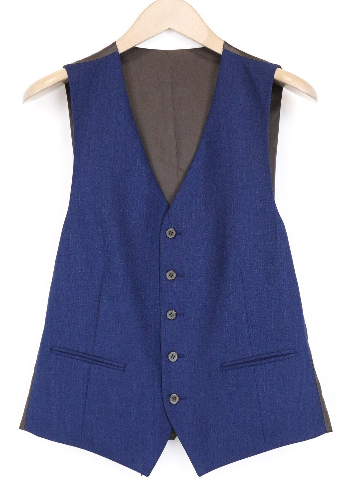 SUITSUPPLY Ferrara Men's Waistcoat UK38R Blue Pure Wool Single Breasted Formal