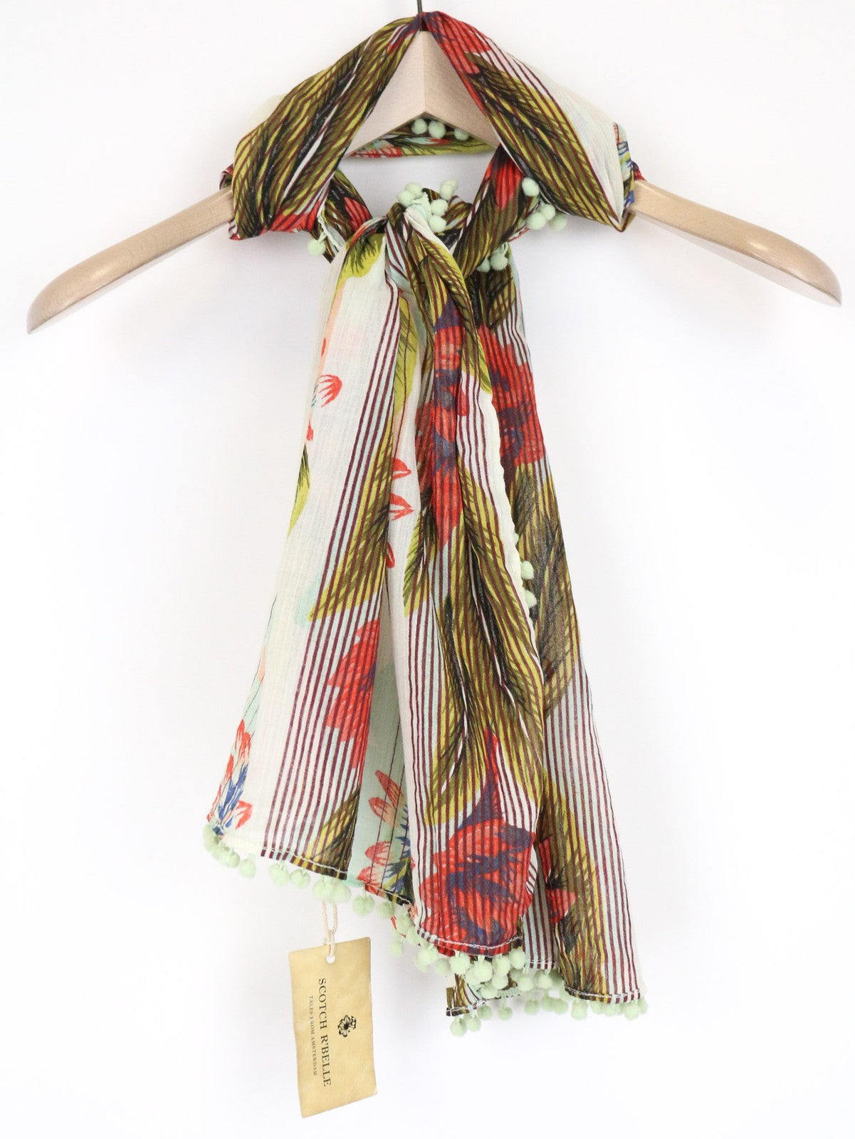 SCOTCH R'BELLE moteriškas šalikas OS žalias megztas mergaitiškas gėlėtas vasarinis paplūdimio kostiumas 