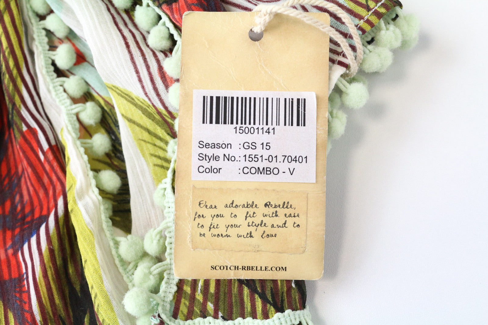 SCOTCH R'BELLE moteriškas šalikas OS žalias megztas mergaitiškas gėlėtas vasarinis paplūdimio kostiumas 