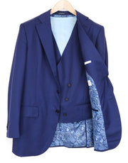 SUITSUPPLY La Spalla Men's Suit UK42R Blue Wool 2Pc Blazer Waistcoat Formal