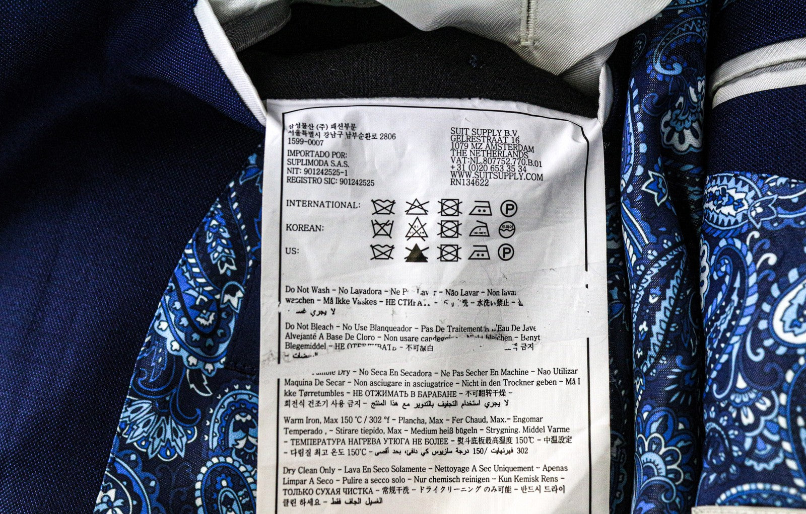 SUITSUPPLY La Spalla Men's Suit UK42R Blue Wool 2Pc Blazer Waistcoat Formal