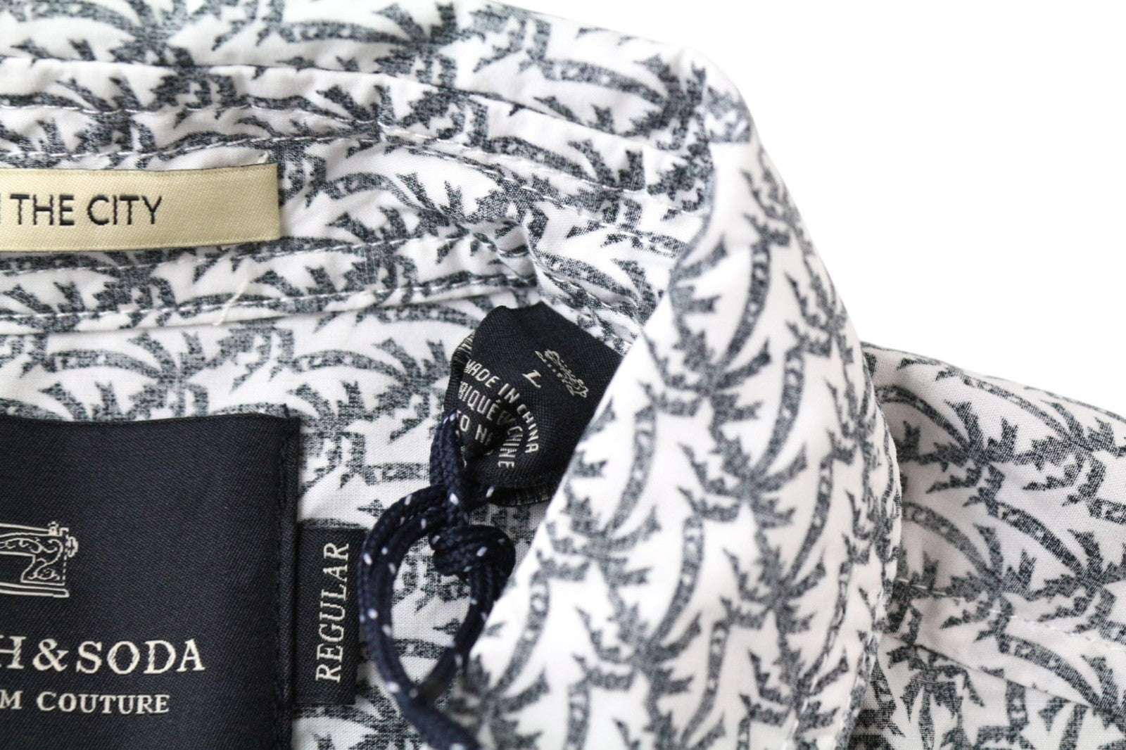 SCOTCH &amp; SODA Ams Couture vyriški marškinėliai pilki L dydžio su medvilniniais delnų raštais ilgomis rankovėmis