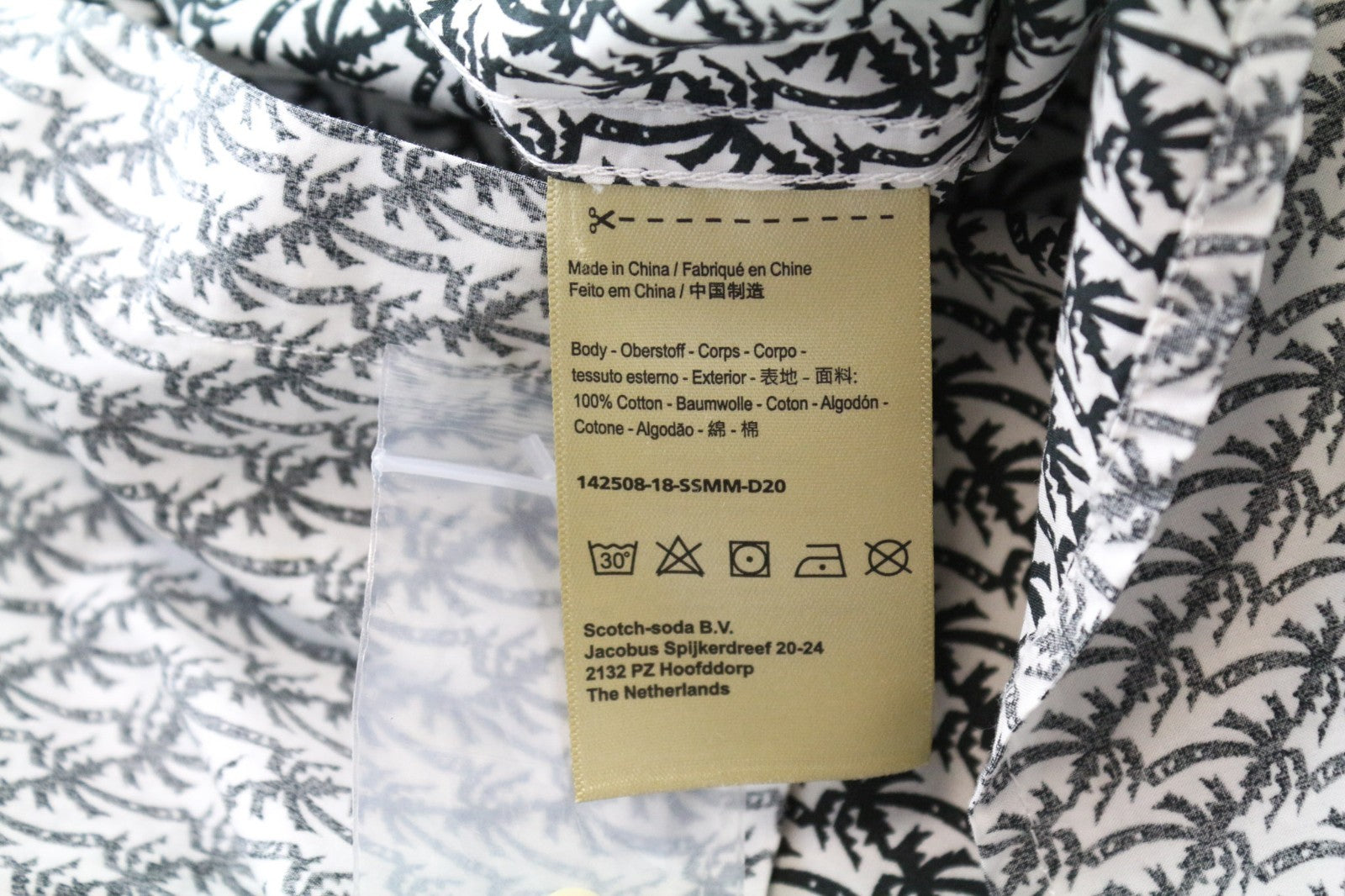 SCOTCH &amp; SODA Ams Couture vyriški marškinėliai pilki L dydžio su medvilniniais delnų raštais ilgomis rankovėmis