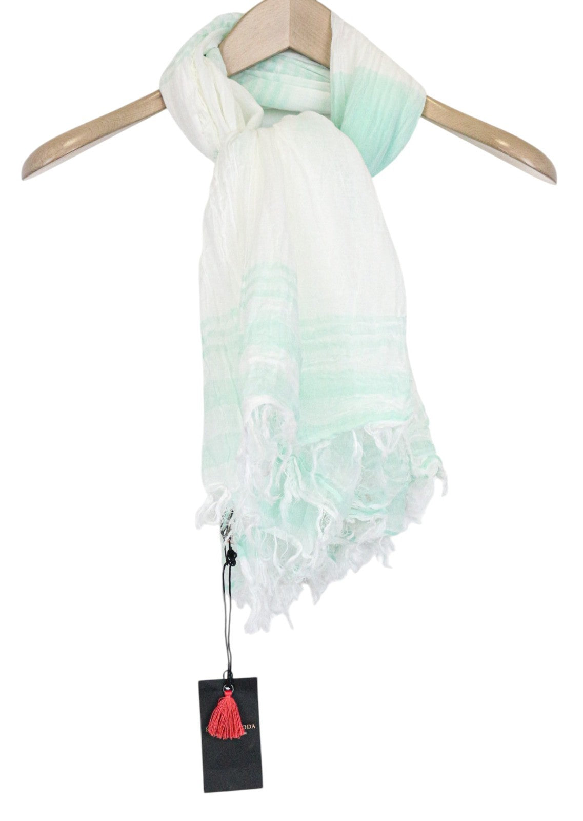 MAISON SCOTCH moteriškas šalikas OS mėlynai baltas lengvas medvilninis kutais apdaila 