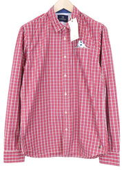 SCOTCH &amp; SODA Ams Couture vyriški marškinėliai L dydžio, raudoni languoti, grynos medvilnės, su kišenių detale