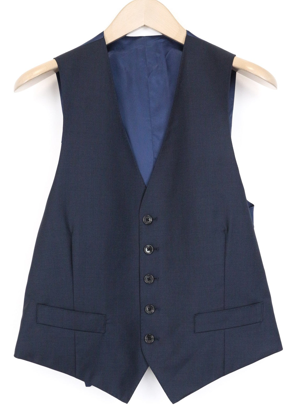 SUITSUPPLY Lazio Men's Waistcoat UK36S Blue Pure Wool Single Breasted Classic