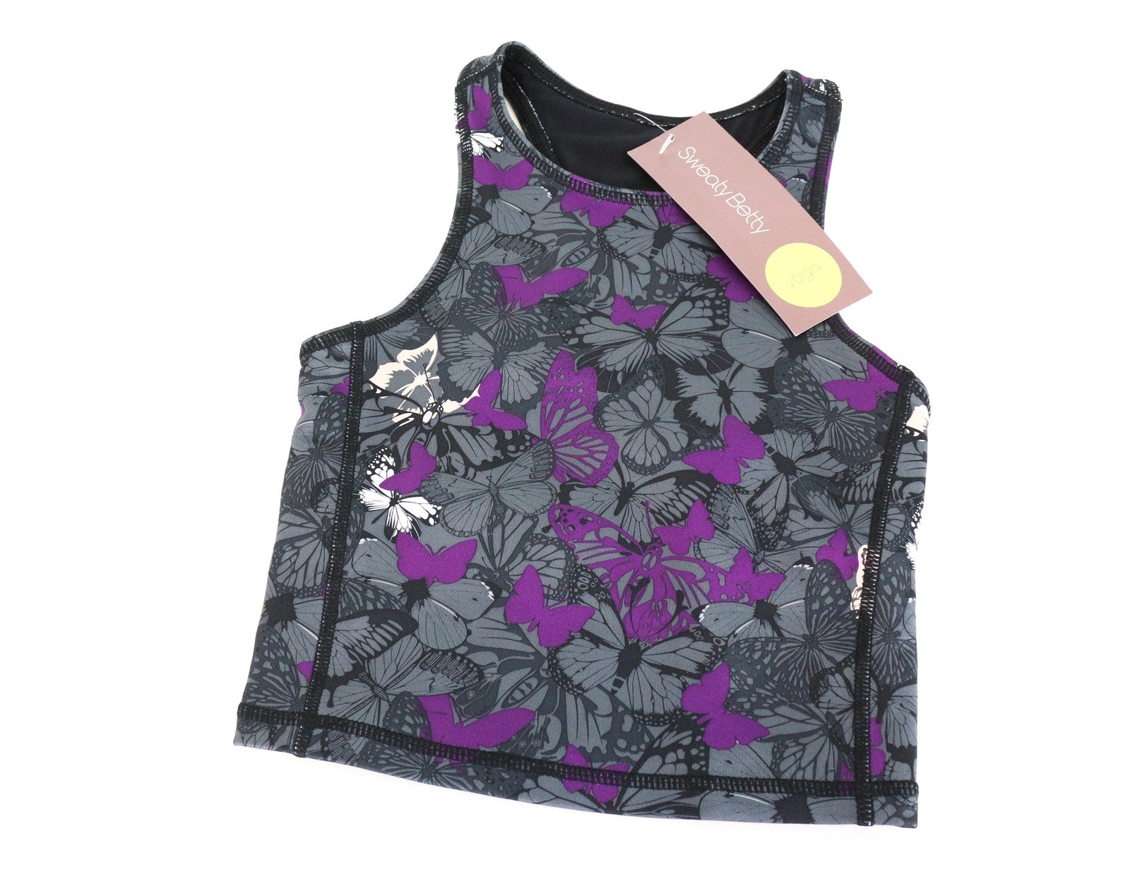 Prakaituoti „BETTY“ čakrų jogos marškinėliai, pilki, 2XS dydžio, moteriški, be rankovių, tamprūs, vasariniai 