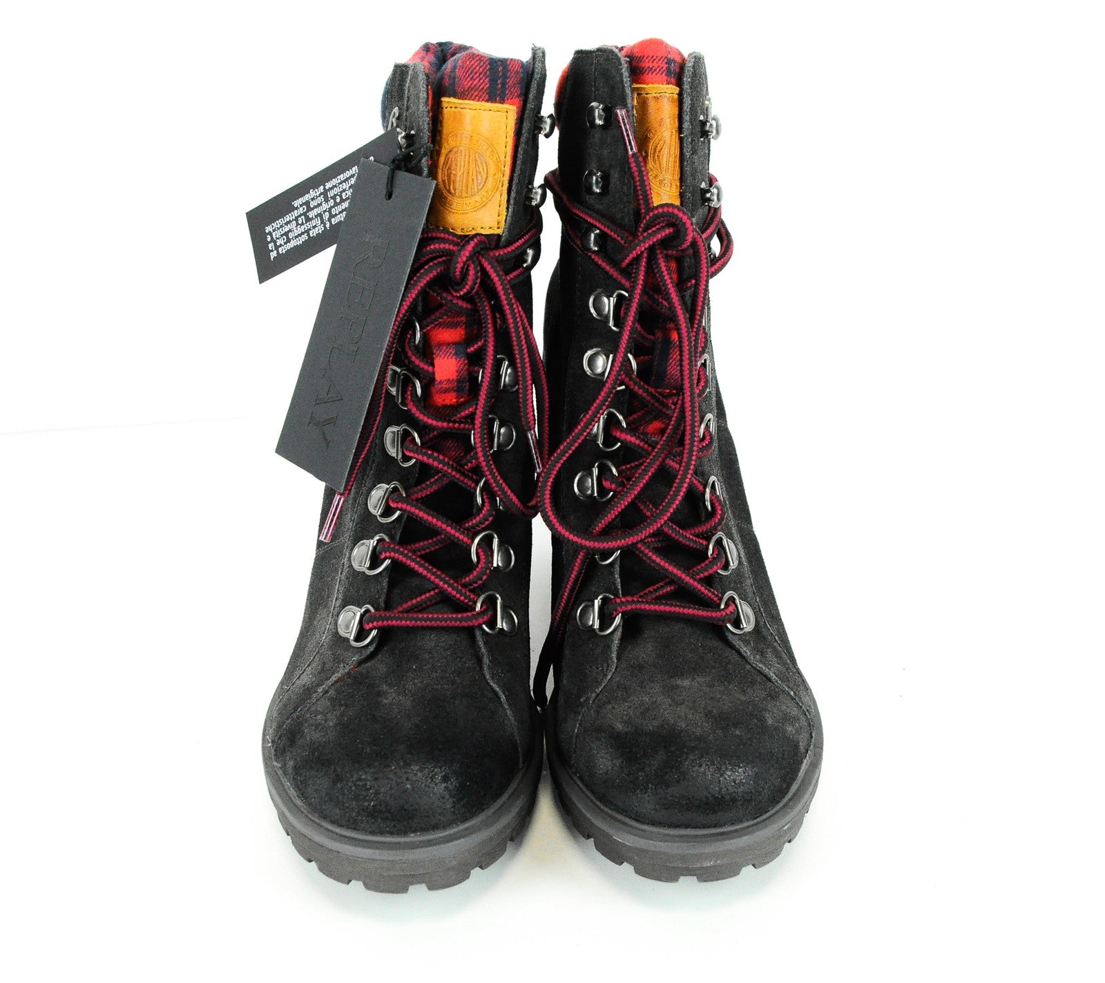 REPLAY moteriški aulinukai EU40 rudi zomšiniai nėriniuoti kulkšnies aukštakulniai laisvalaikio avalynė 