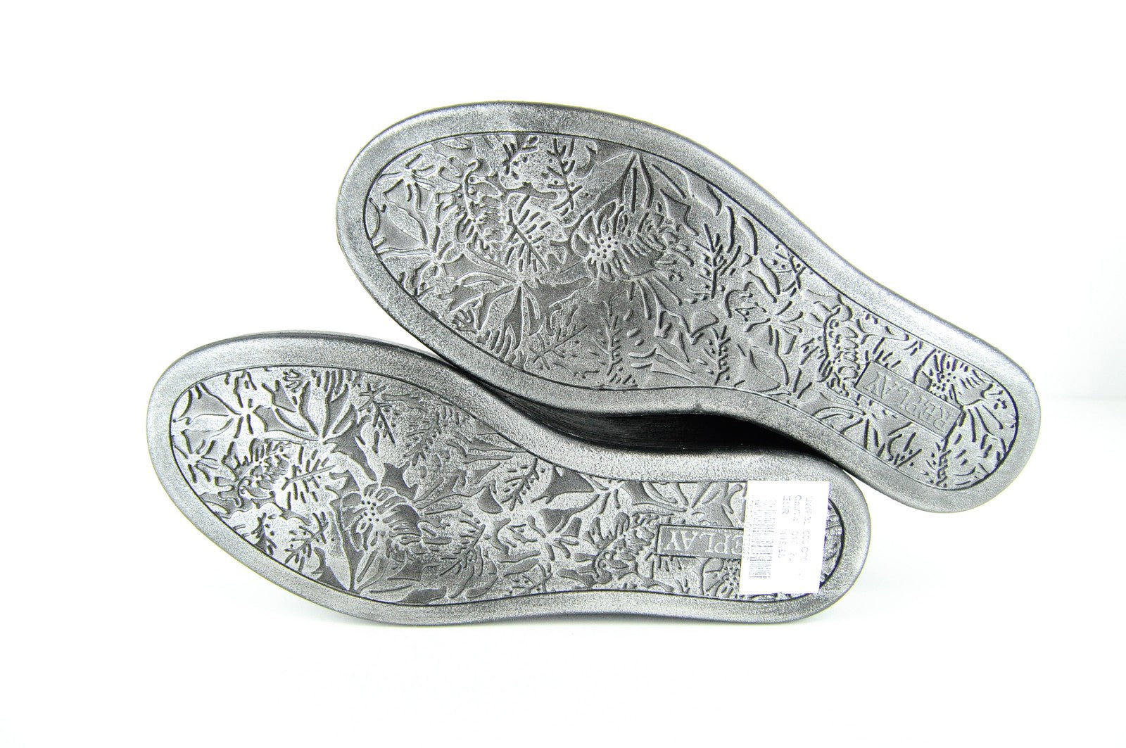 REPLAY pleištiniai moteriški pilki bateliai su dirbtiniu gyvatės raštu ir blizgančiais uždarais pirštais, EU36 