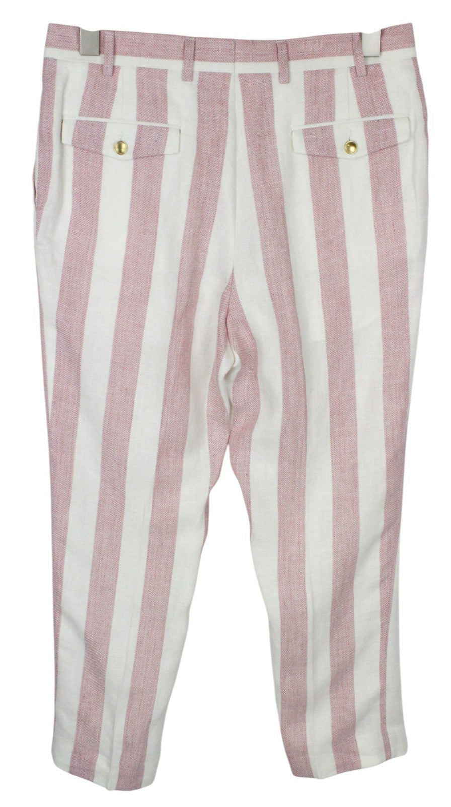 SUITSUPPLY Brescia vyriškos kelnės, UK36S, baltos ir rožinės spalvos lino mišinio siaurėjantis kirpimas, užtrauktukas 