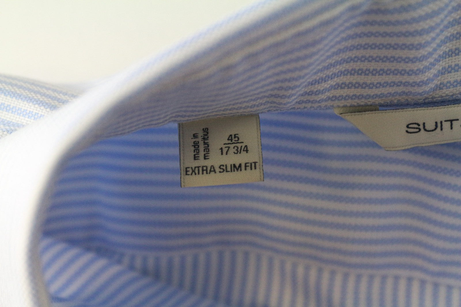 SUITSUPPLY Try On Extra Slim Fit Men Formal Shirt 45 / 17 3/4 Blue Pinstriped