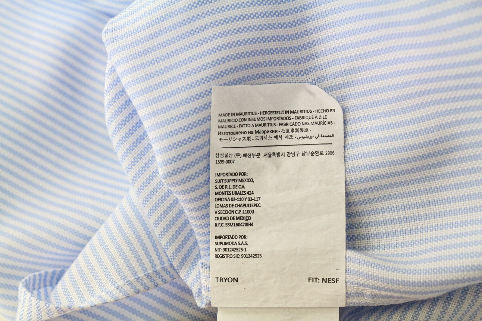 SUITSUPPLY Try On Extra Slim Fit Men Formal Shirt 38 / 15 Blue Pinstripe Button