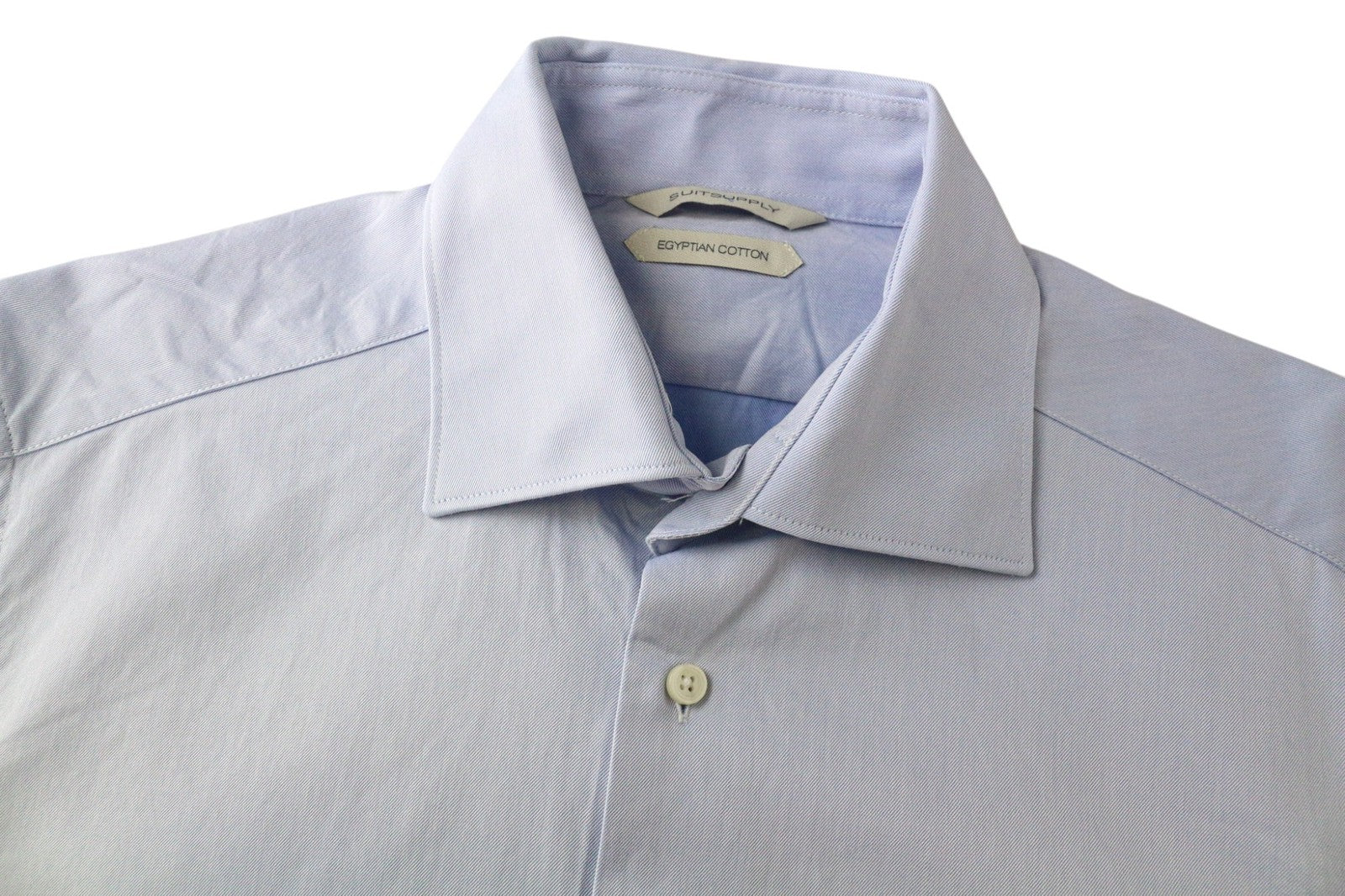 „SUITSUPPLY“ egiptietiškos medvilnės vyriški formalūs marškiniai, 39–7 / 15 1/2L, mėlyni, priglundančio kirpimo, iškirpti 