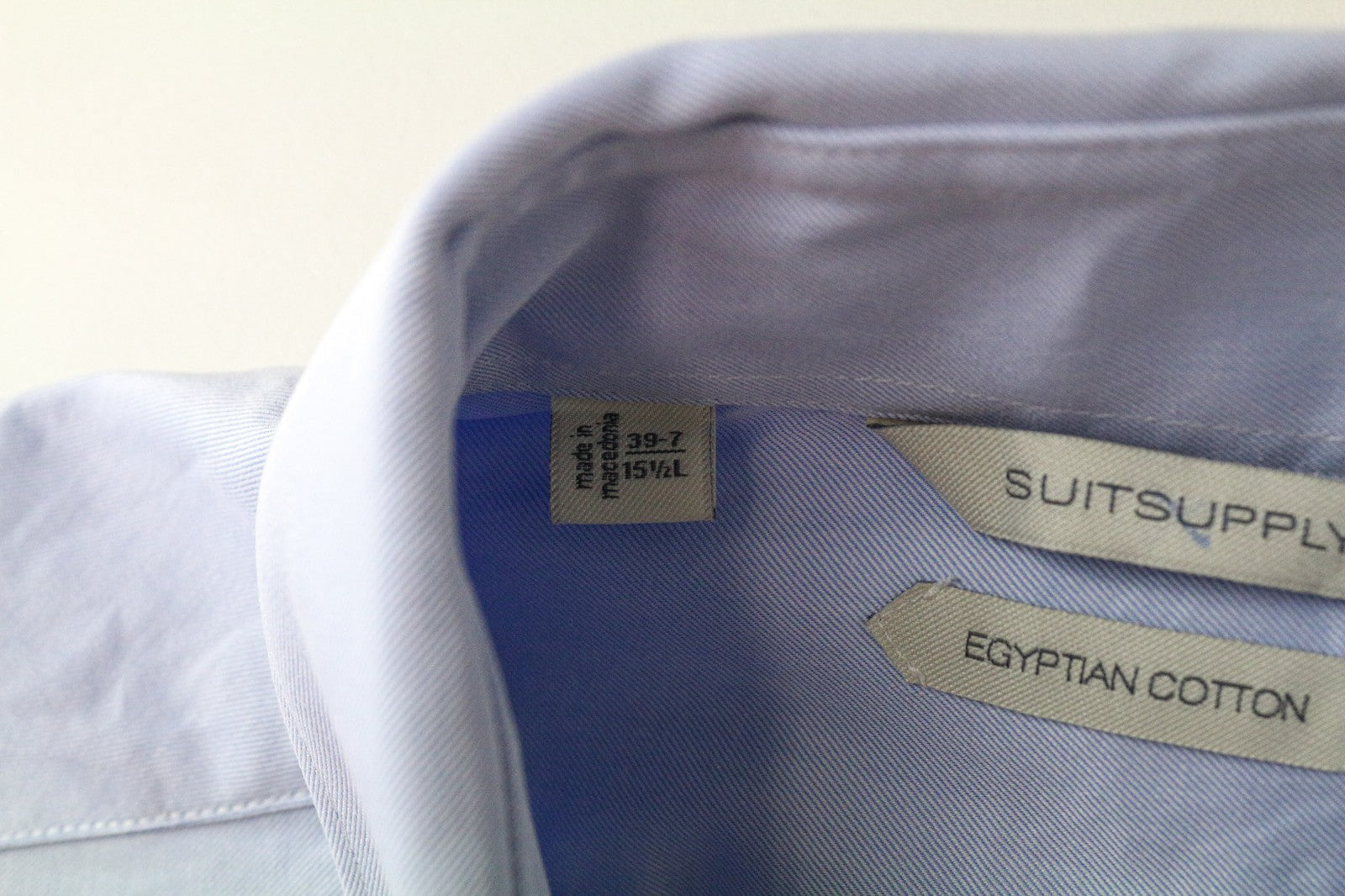 „SUITSUPPLY“ egiptietiškos medvilnės vyriški formalūs marškiniai, 39–7 / 15 1/2L, mėlyni, priglundančio kirpimo, iškirpti 