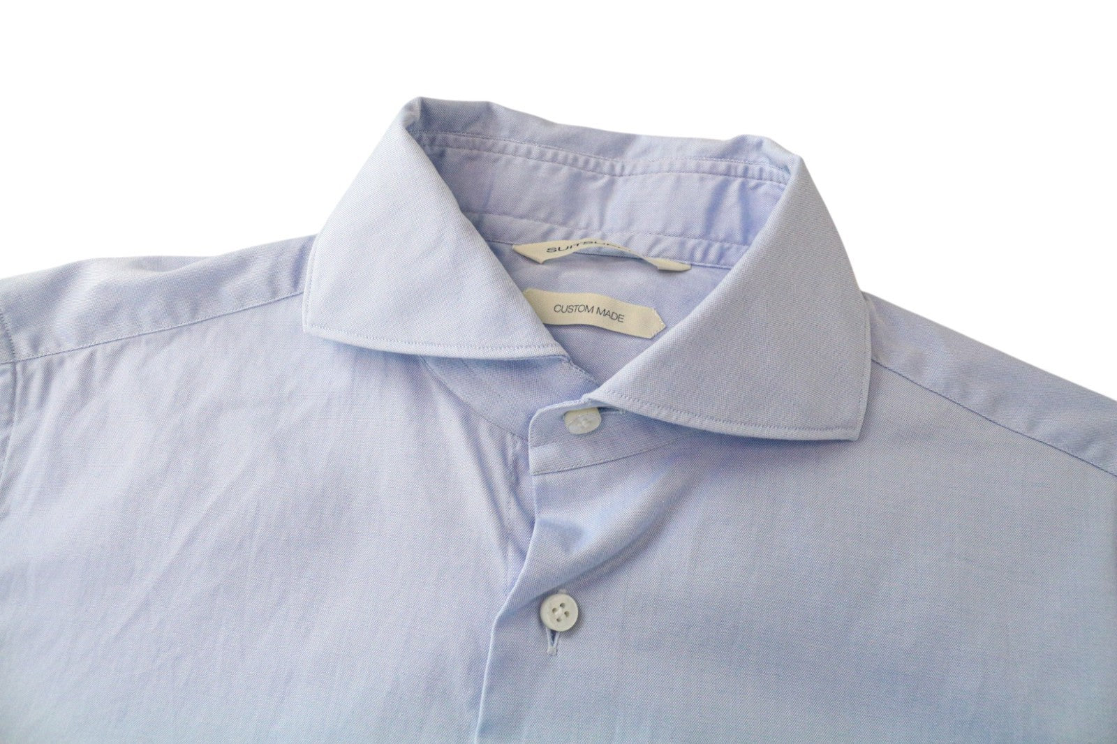 SUITSUPPLY Men's Formal Shirt 37/14.5 Extra Slim Fit Pure Wool Blue Classic