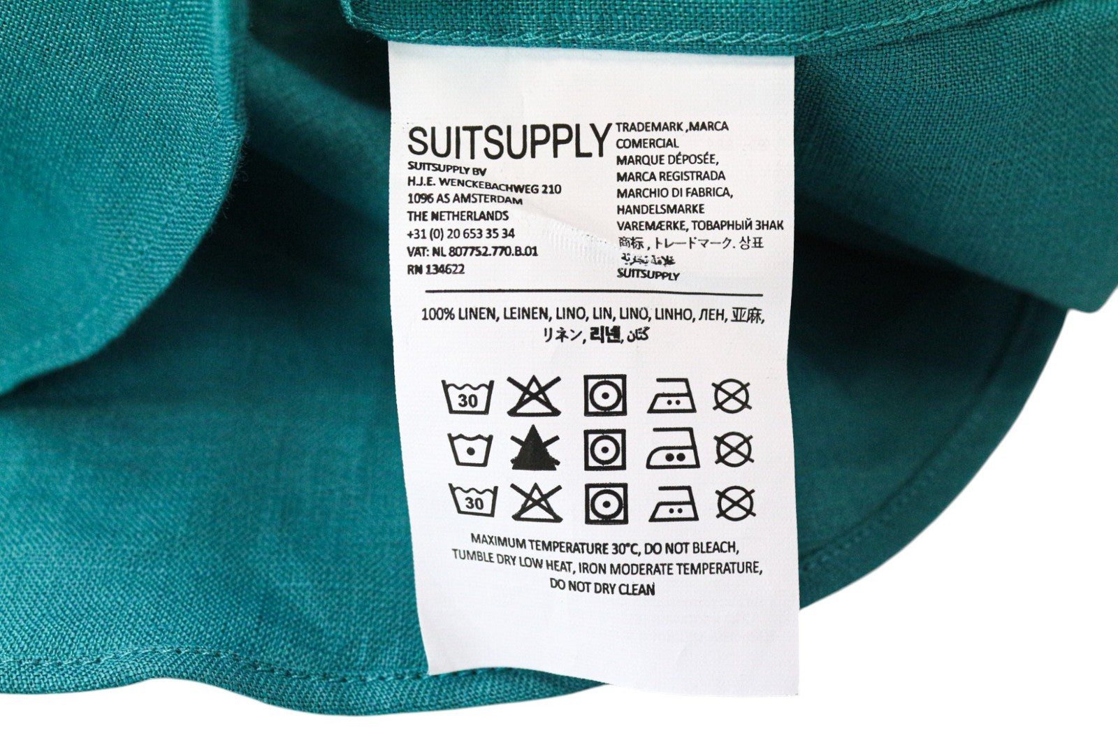 SUITSUPPLY vyriški oficialūs marškinėliai 37/38/14.5/15 Plonas vandens mėlynas lininis mygtukas 