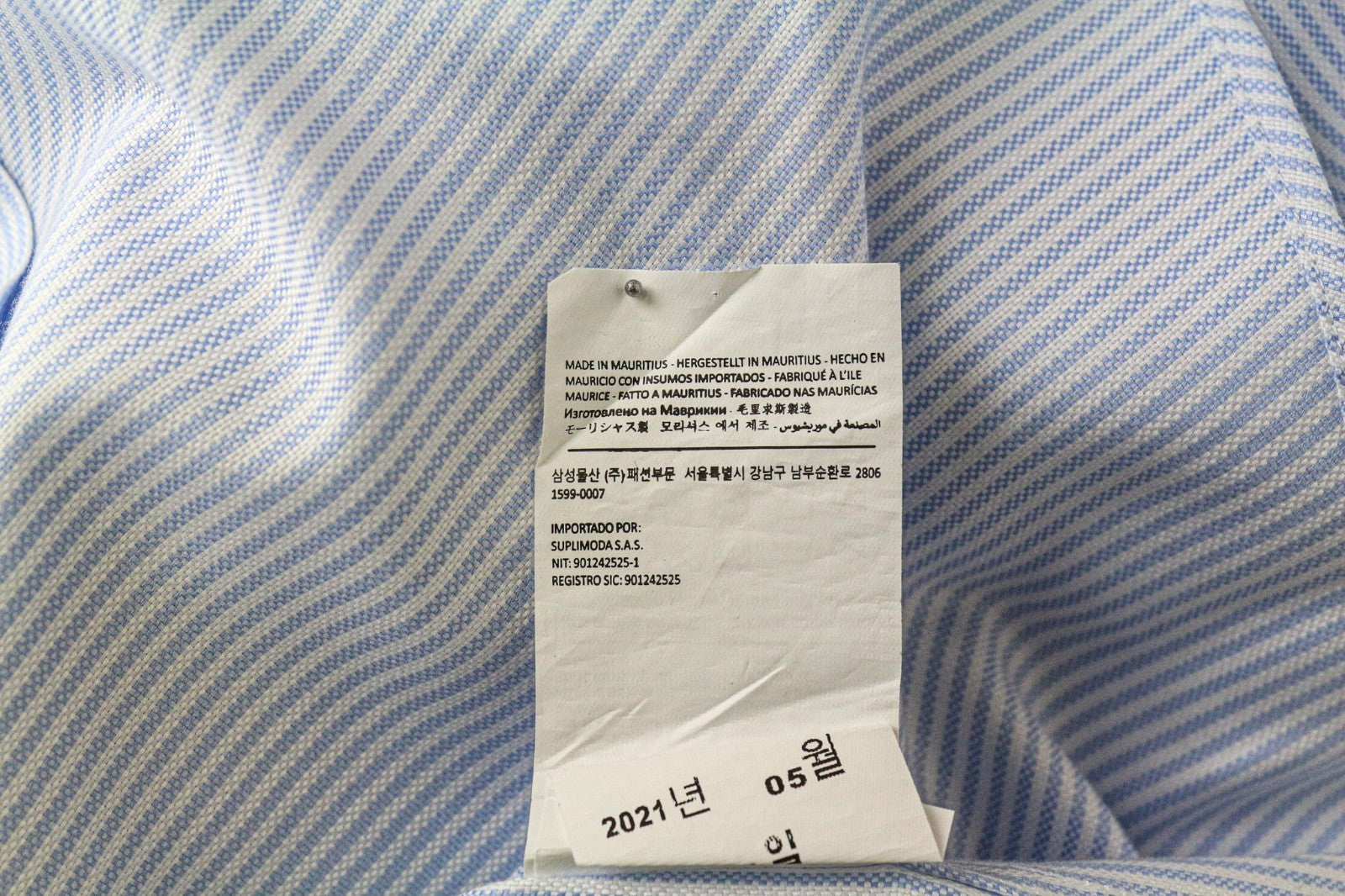 SUITSUPPLY vyriški formalūs marškinėliai 43/17 ypač ploni mėlyni grynos medvilnės marškinėliai su sagomis