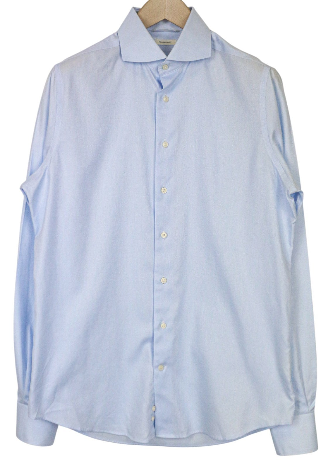 „SUITSUPPLY“ vyriški formalūs marškinėliai, 40L/15,75L, prigludę, grynos medvilnės, mėlyni, Oksfordo stiliaus, pasimatuoti 