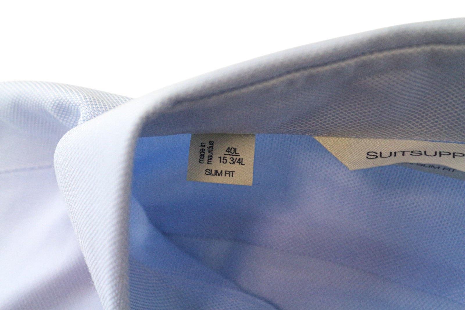 „SUITSUPPLY“ vyriški formalūs marškinėliai, 40L/15,75L, prigludę, grynos medvilnės, mėlyni, Oksfordo stiliaus, pasimatuoti 