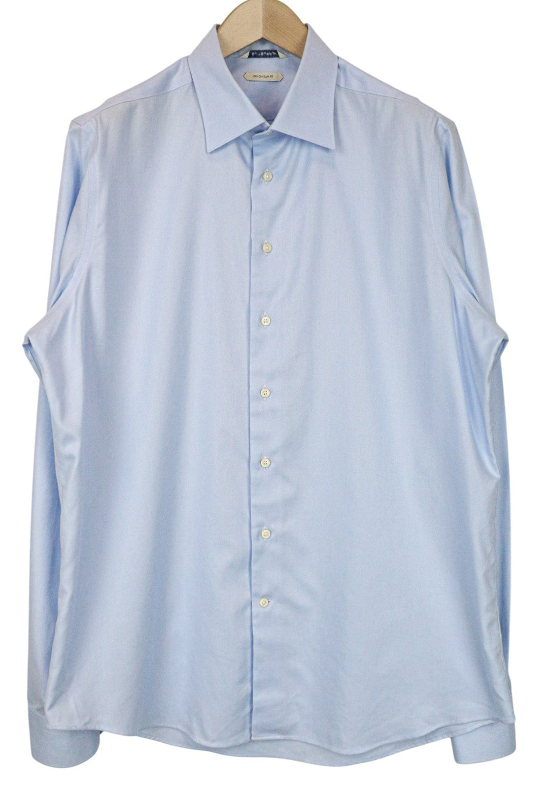 „SUITSUPPLY“ vyriški formalūs marškinėliai, 44L/17,5L, prigludę, oksfordo mėlynos spalvos, grynos medvilnės, pasimatuoti 