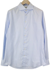 SUITSUPPLY vyriški oficialūs marškinėliai 42/16.5 Itin ploni grynos medvilnės mėlyna juostele formalūs