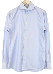 SUITSUPPLY vyriški formalūs marškinėliai 40/15.75 itin ploni medvilniniai mėlyni dryžuoti raštuoti 