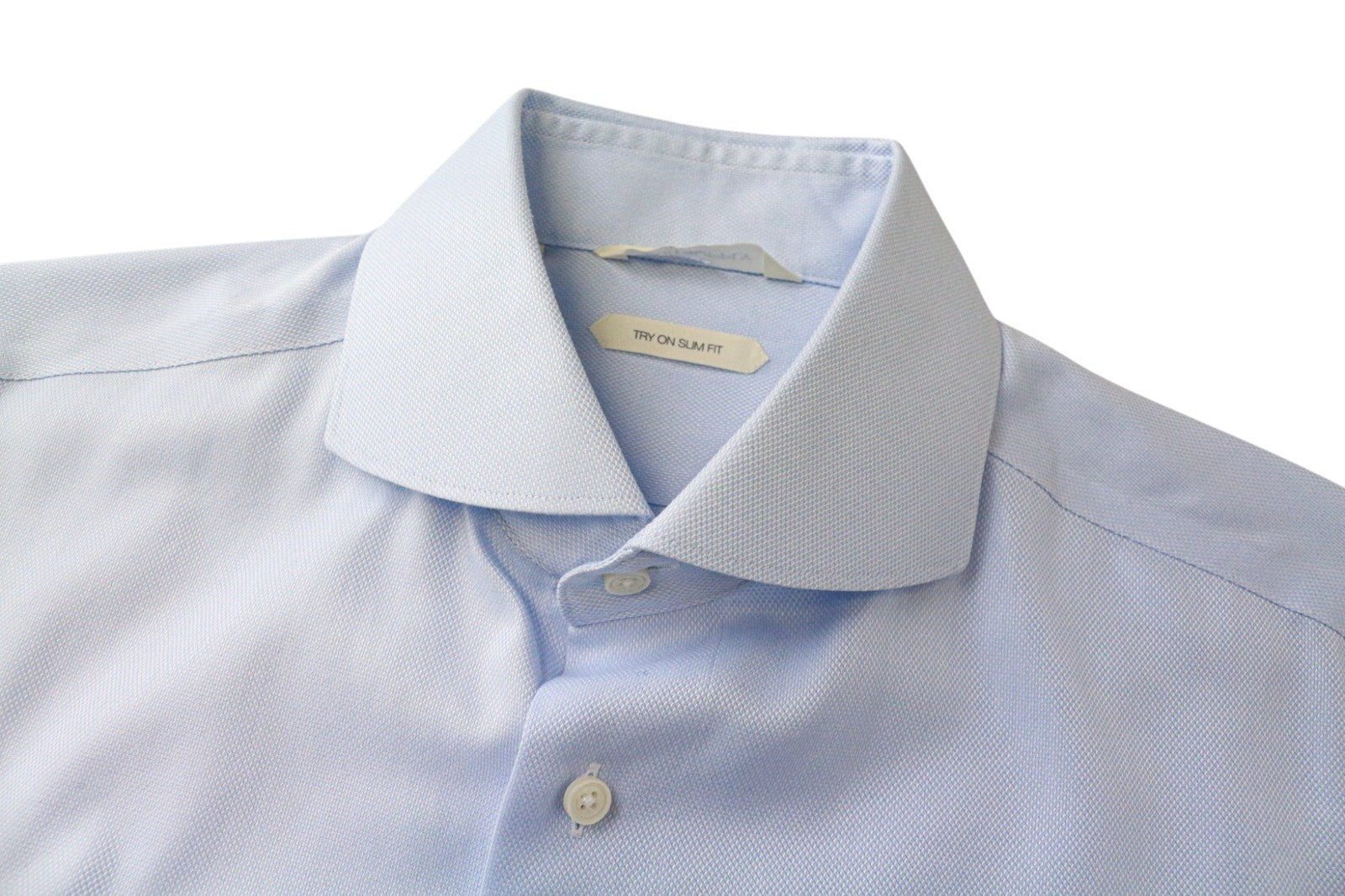 SUITSUPPLY Men's Formal Shirt 39L/15.5L Slim Blue Cutaway Cotton Long Sleeve