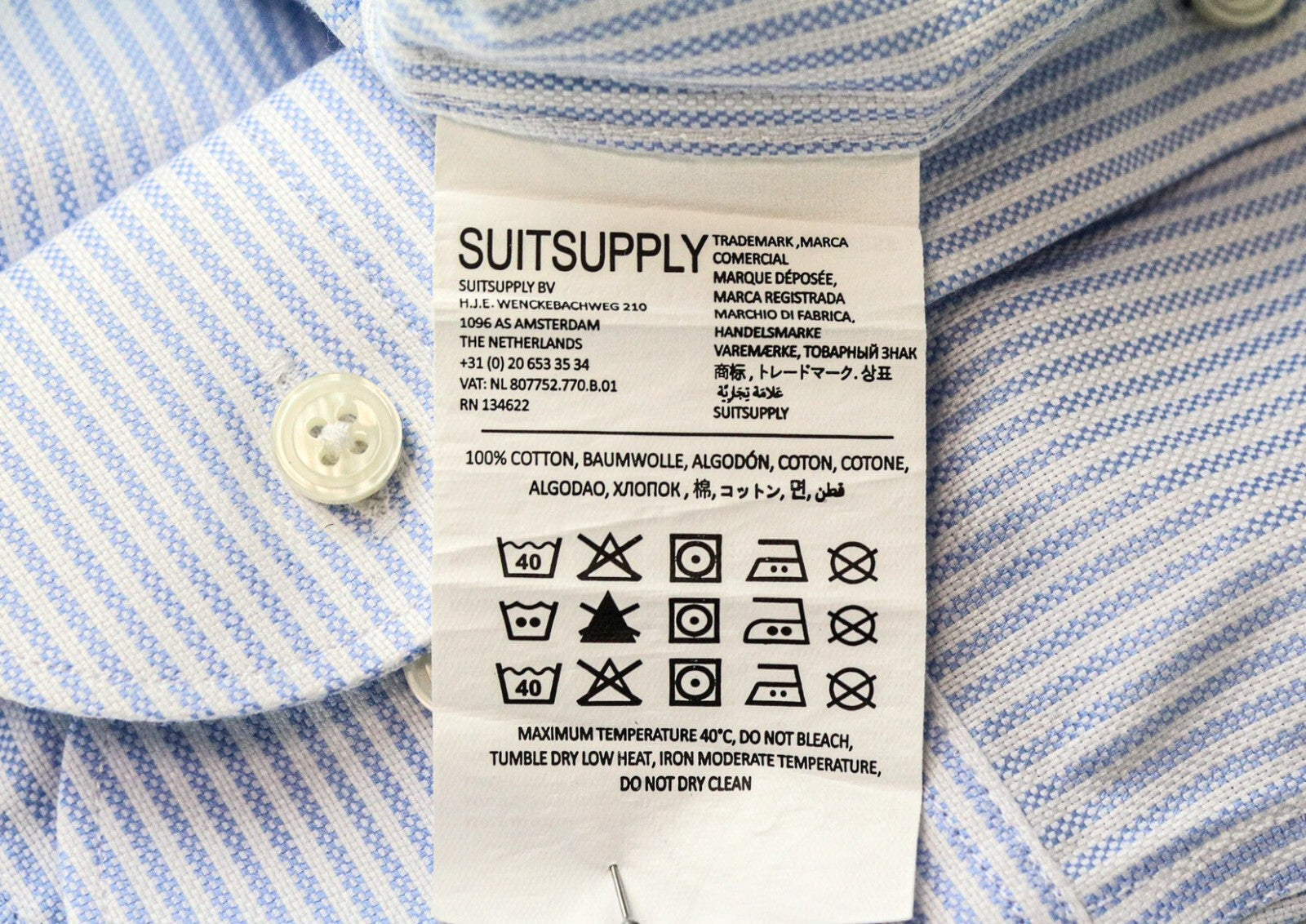 SUITSUPPLY Men's Formal Shirt 39L/15.5L Extra Slim Cotton  Stripe Long Sleeve