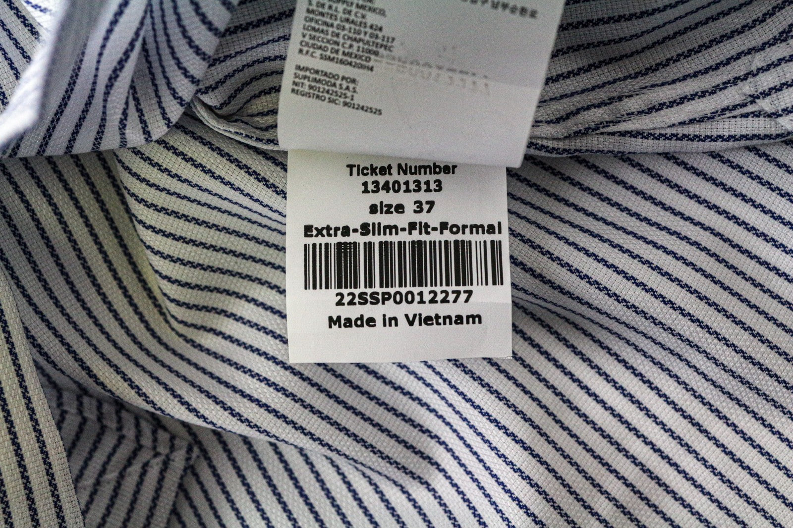 „SUITSUPPLY Traveller“ vyriški formalūs marškinėliai, 37 cm, itin ploni, balti, mėlyni, dryžuoti medvilniniai marškiniai 