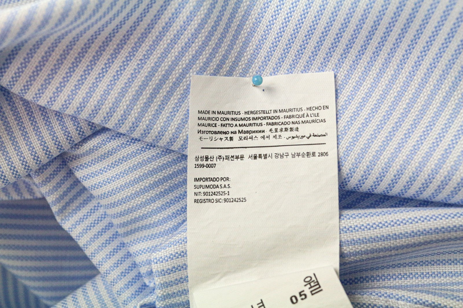 SUITSUPPLY Men's Formal Shirt 43/17 Extra Slim Fit Blue Cotton Stripe Cutaway