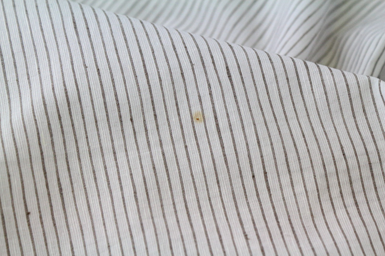 SUITSUPPLY Men's Formal Shirt XS White Cotton Linen Stripe Patterned Long Sleeve