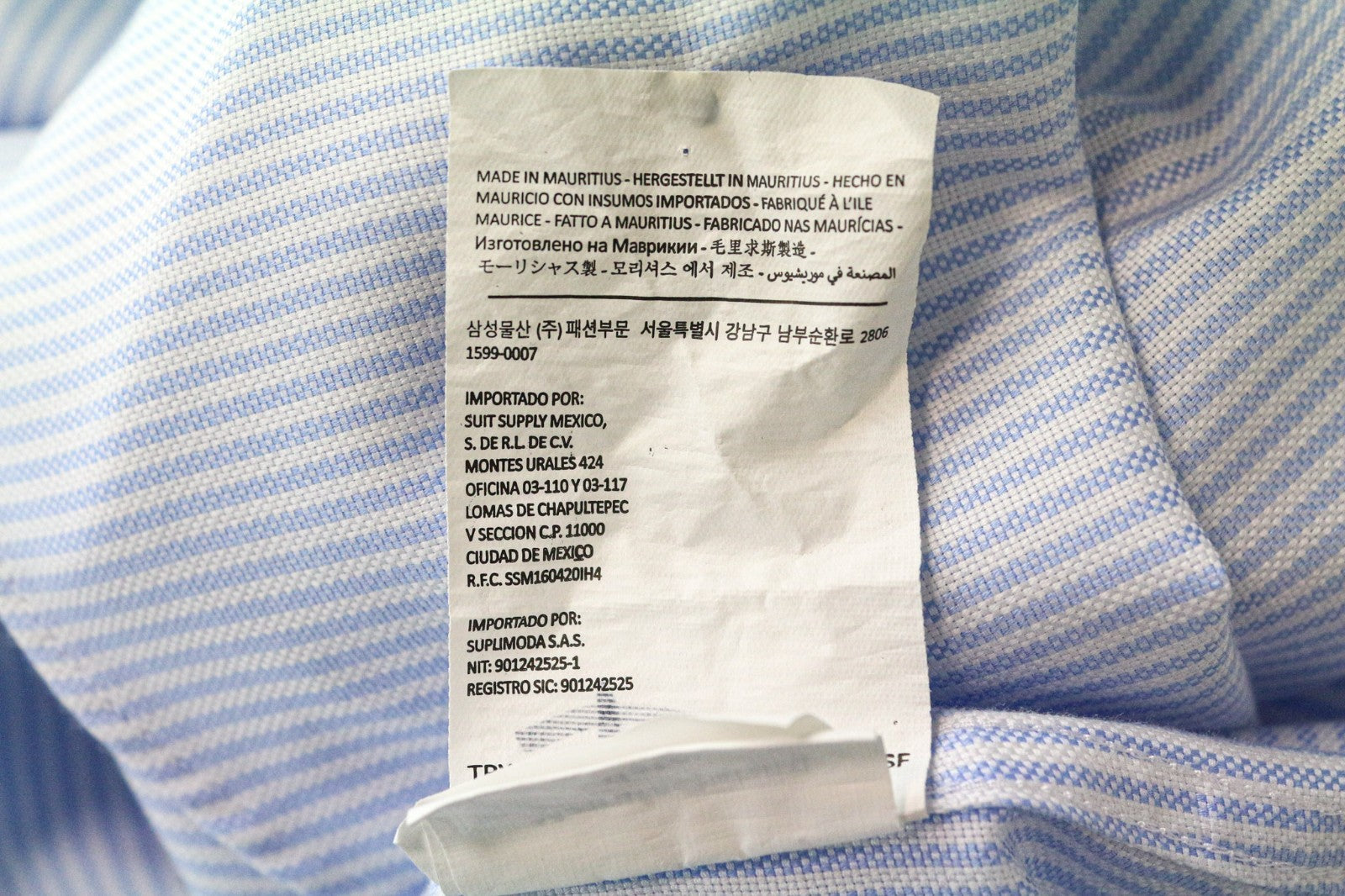 SUITSUPPLY Men's Formal Shirt 39L/15 1/2L Extra Slim Blue Pure Cotton Stripe