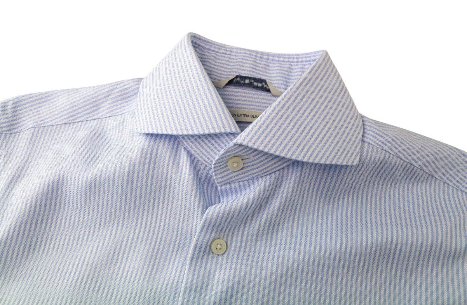 SUITSUPPLY Men's Formal Shirt 37/14 1/2 Extra Slim Blue Pure Cotton Striped