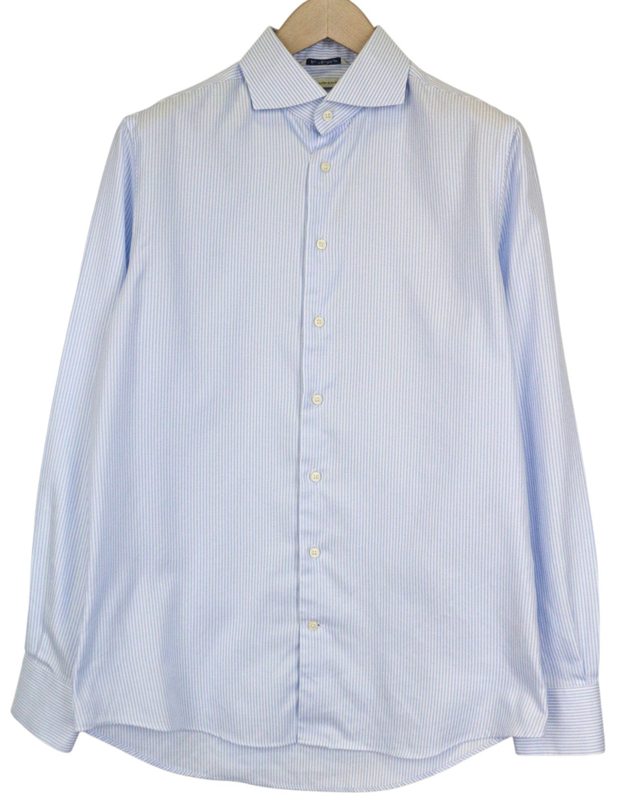 SUITSUPPLY Men's Formal Shirt 41/16 Extra Slim Blue Striped Pure Cotton Try On