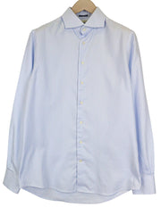 SUITSUPPLY Men's Formal Shirt 41/16 Extra Slim Blue Striped Pure Cotton Try On