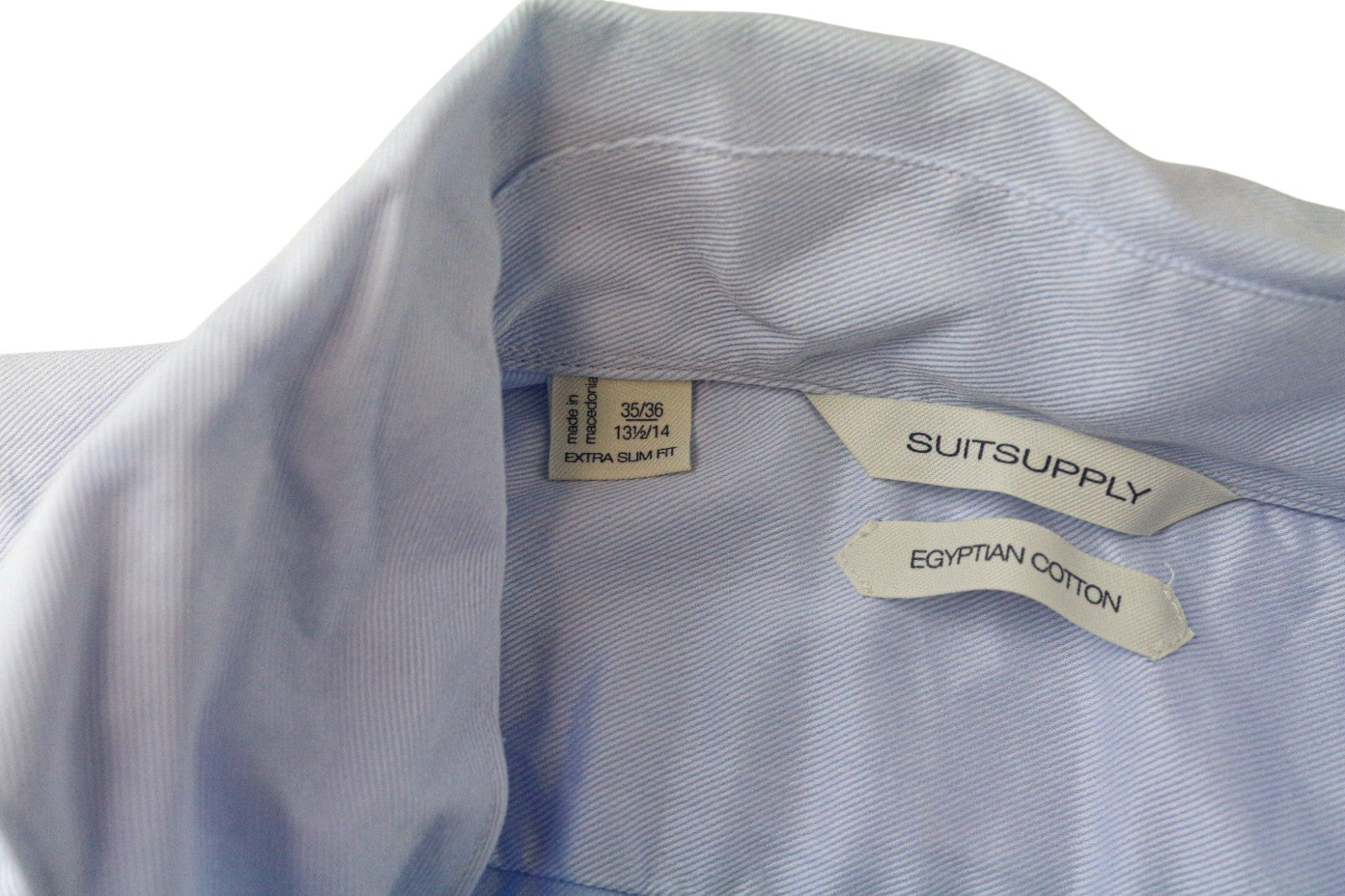 SUITSUPPLY Men's Formal Shirt 35/36/13 1/2/14 Extra Slim Blue Cotton Long Sleeve