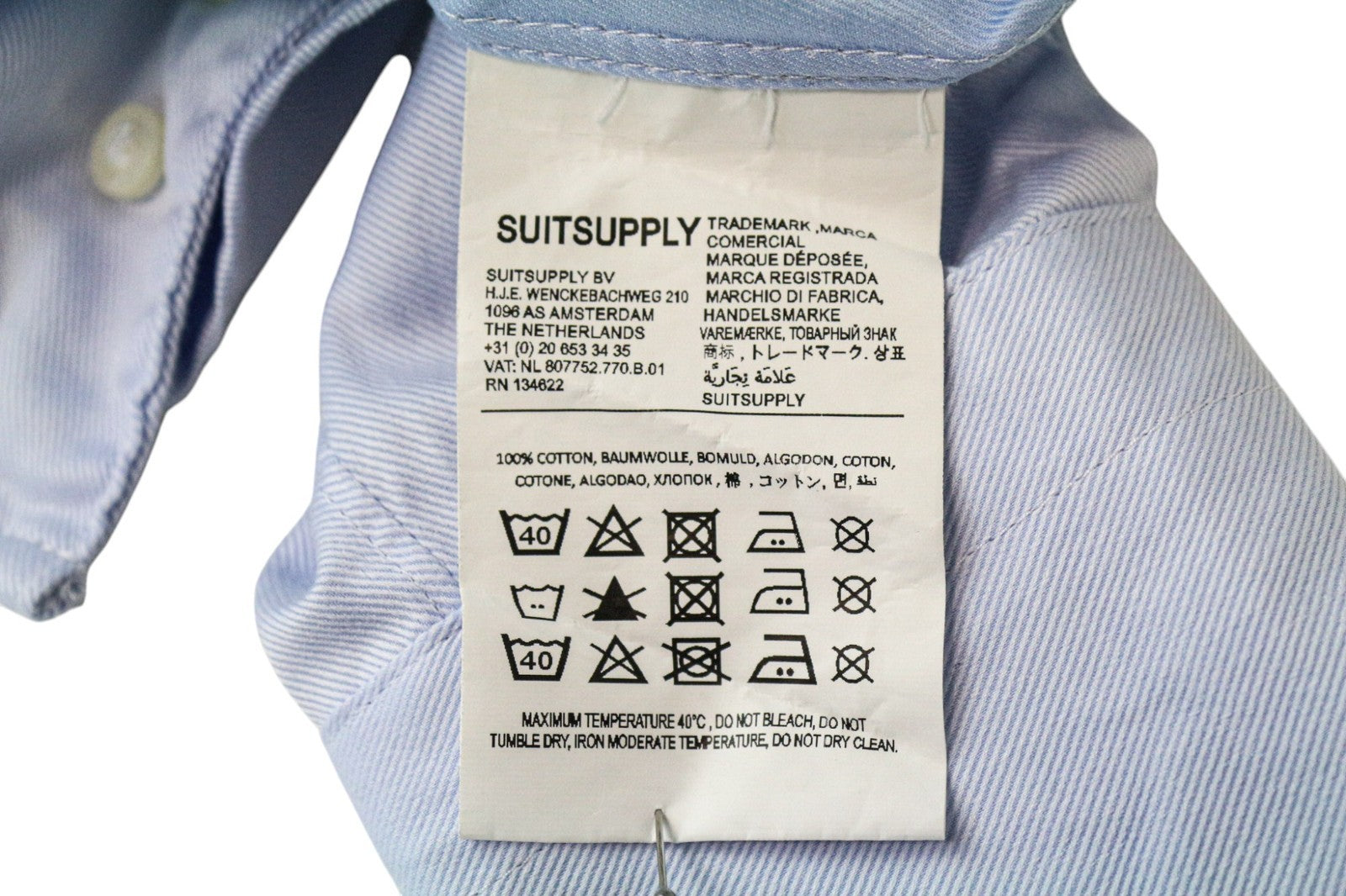 SUITSUPPLY Men's Formal Shirt 35/36/13 1/2/14 Extra Slim Blue Cotton Long Sleeve