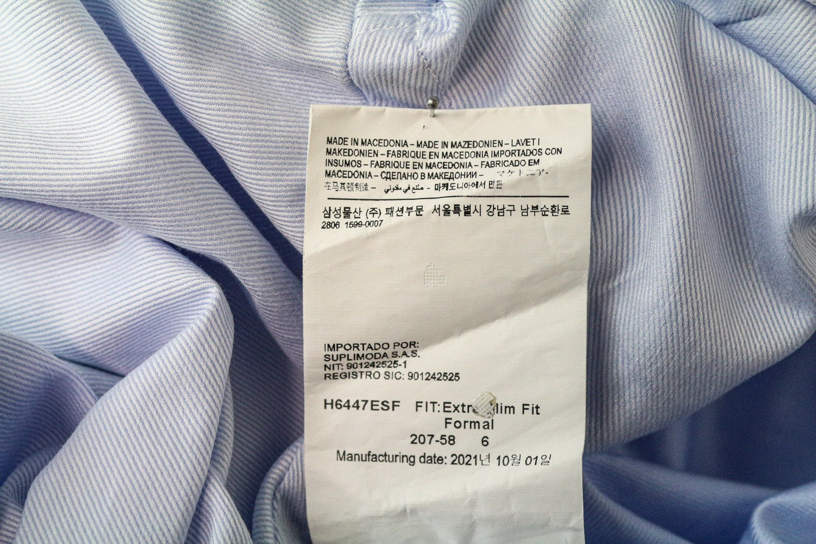 SUITSUPPLY Men's Formal Shirt 35/36/13 1/2/14 Extra Slim Blue Cotton Long Sleeve