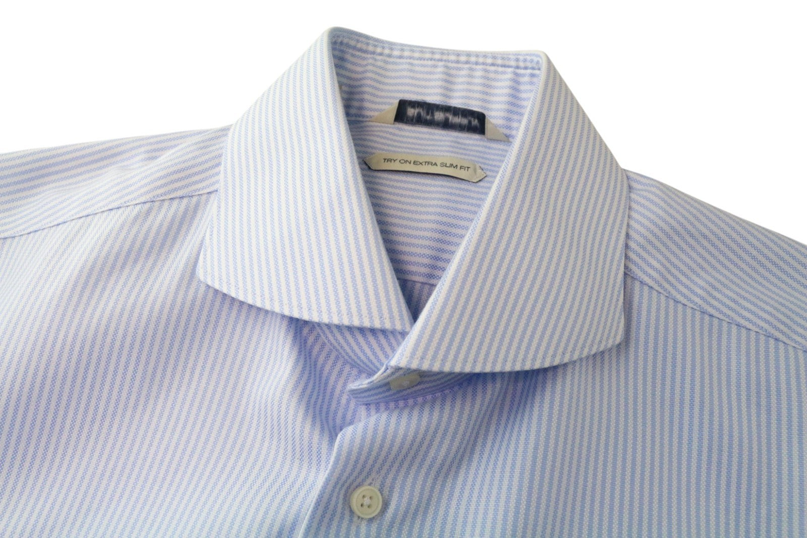 SUITSUPPLY Men's Formal Shirt 39/15 1/2 Extra Slim Blue Cotton Twill Cutaway