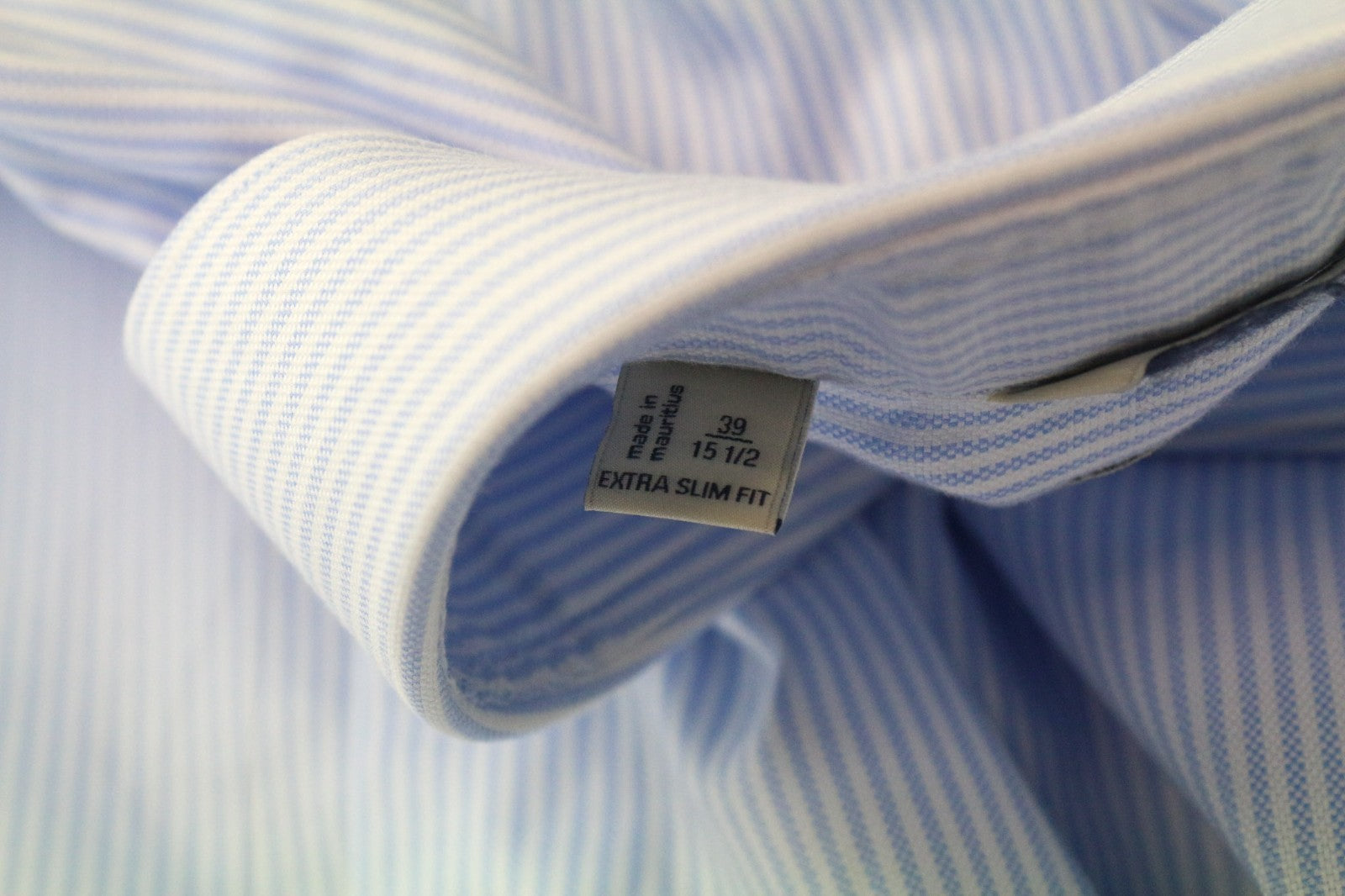 SUITSUPPLY Men's Formal Shirt 39/15 1/2 Extra Slim Blue Cotton Twill Cutaway