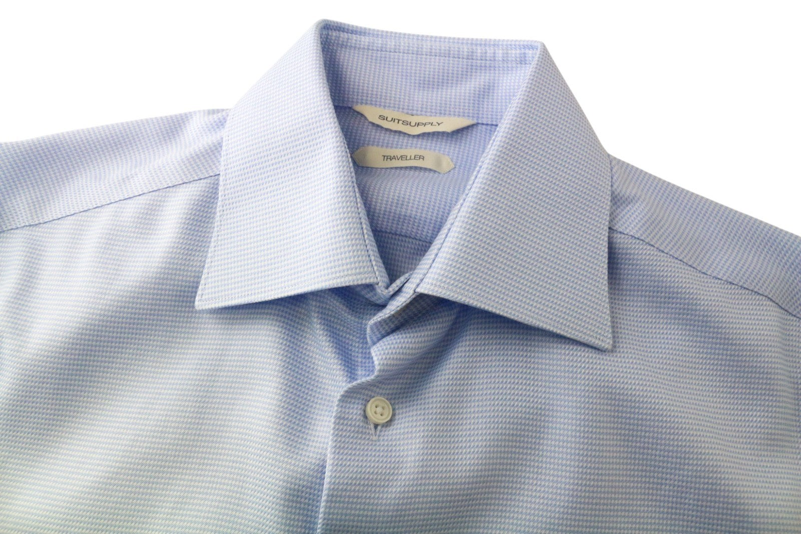 „SUITSUPPLY Traveller“ vyriški formalūs marškiniai, 37/14 1/2, ploni, mėlyni, medvilniniai, dryžuoti marškiniai