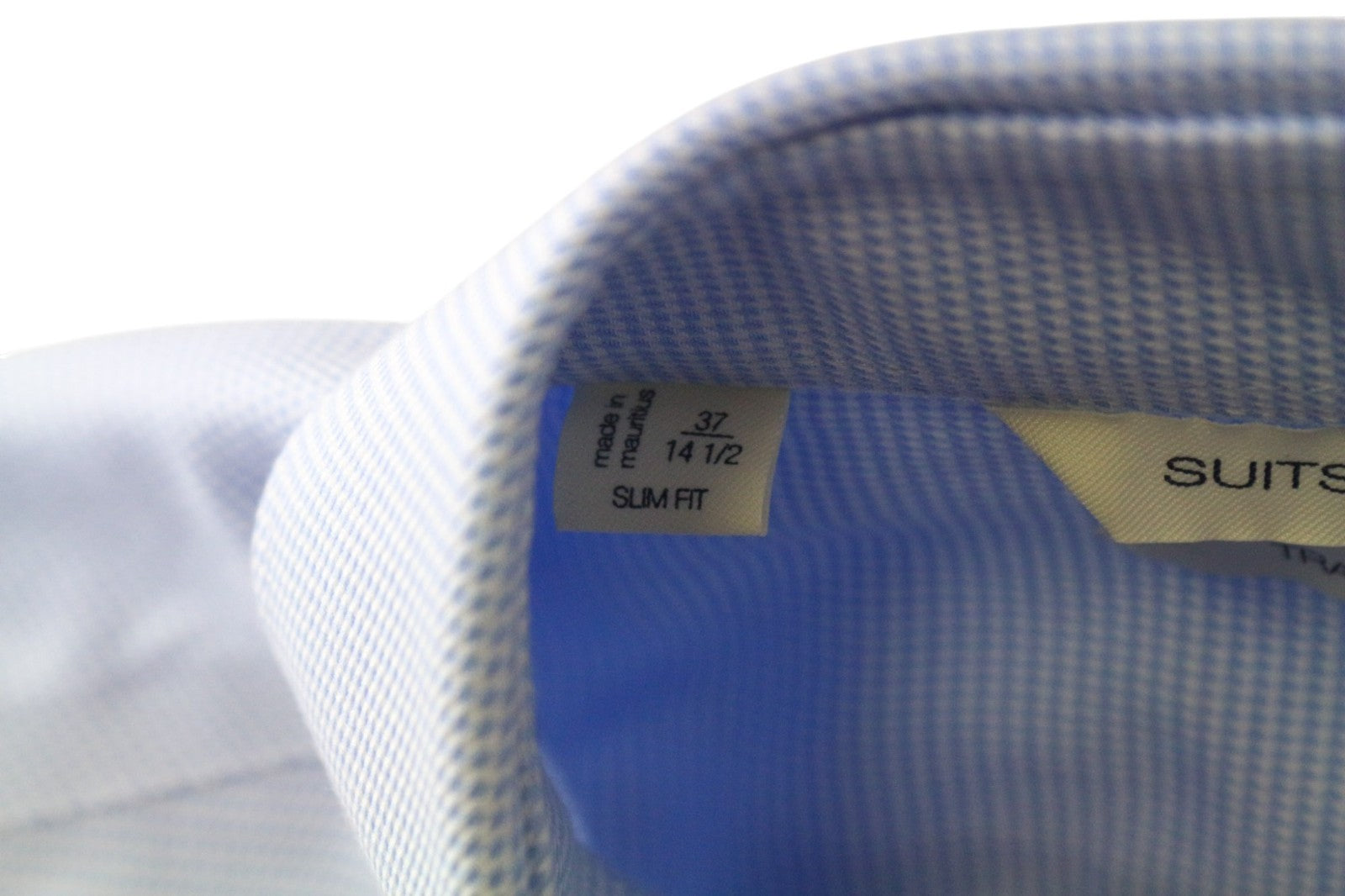 „SUITSUPPLY Traveller“ vyriški formalūs marškiniai, 37/14 1/2, ploni, mėlyni, medvilniniai, dryžuoti marškiniai