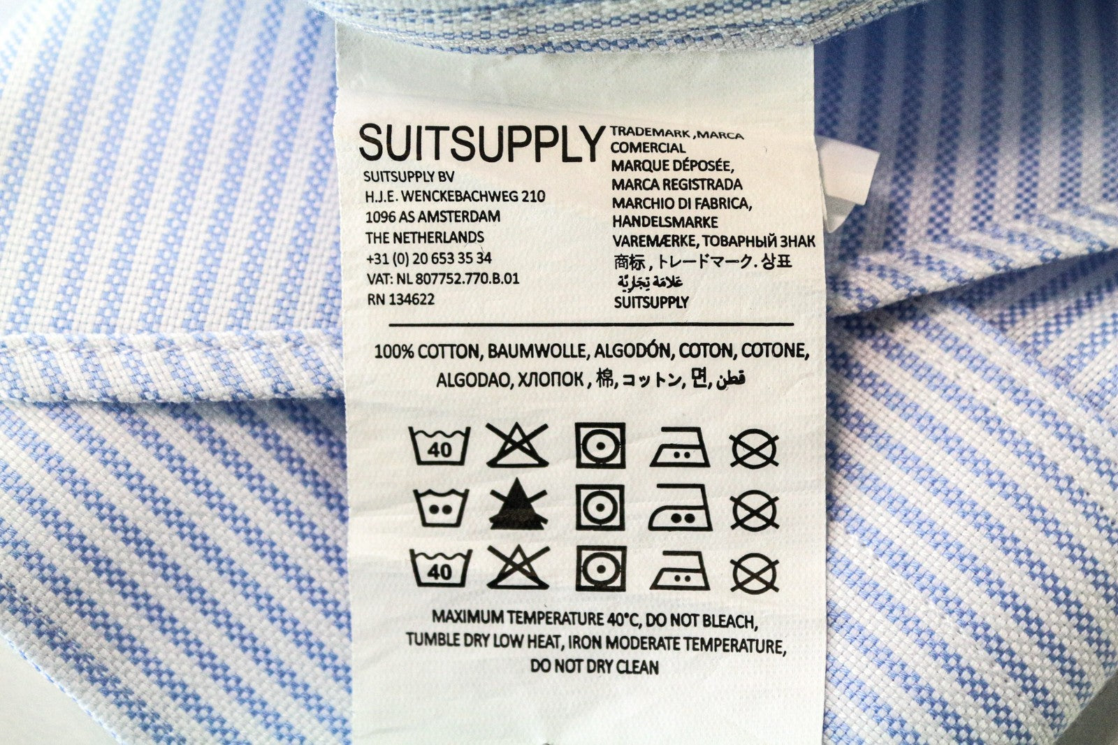 SUITSUPPLY Men's Formal Shirt 41/16 Extra Slim Blue Striped Pure Cotton Try On