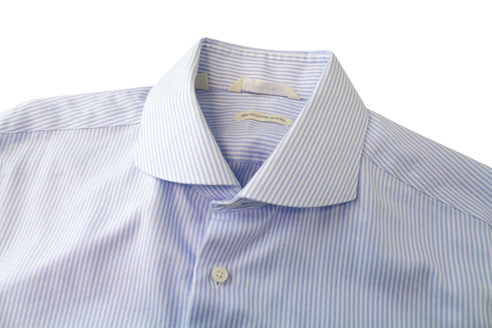 SUITSUPPLY Men's Formal Shirt 41/16 Extra Slim Blue Pure Cotton Cutaway Stripe