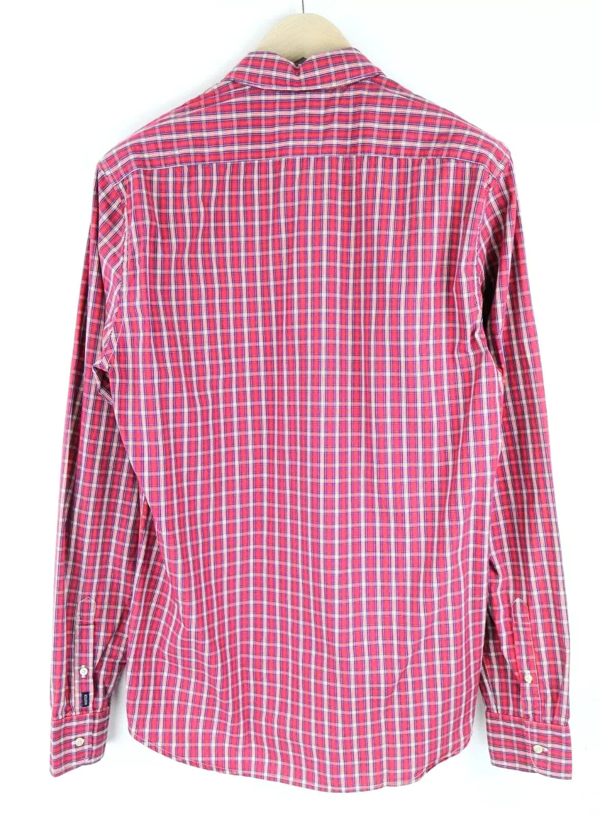 SCOTCH & SODA Men's Shirt L Pink Check Button Front Cotton Casual Long Sleeve