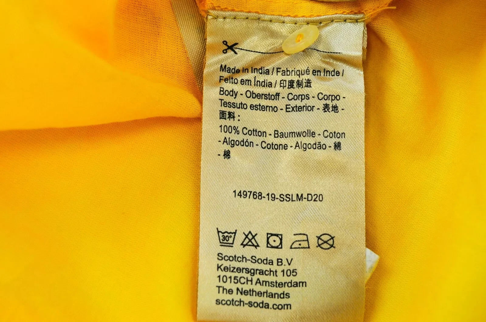 MAISON SCOTCH Women's Shirt XS Yellow Cotton Long Sleeve Spread Collar Blouse