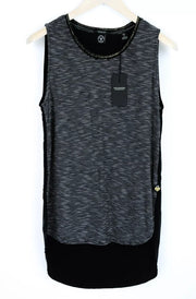 SCOTCH & SODA Ams Blauw Women's Top M Black Stripe Sleeveless Cotton T-Shirt